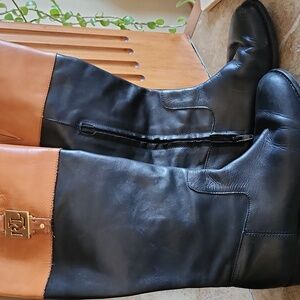 Ralph Lauren black and tan riding boots size 7.5